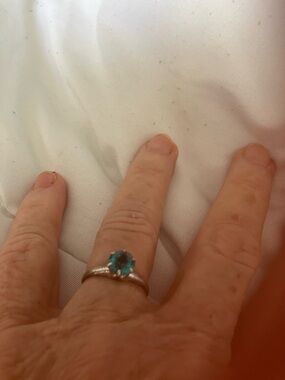 Sterling Silver Ring with Blue Teal Gemstone